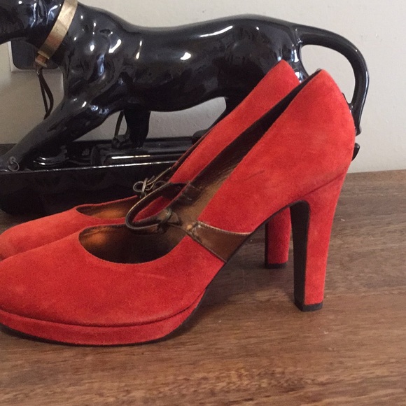 orange mary jane heels
